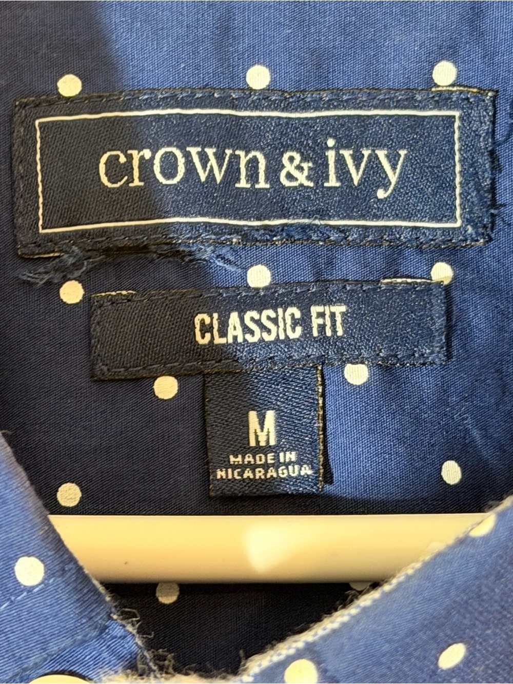 crown & ivy Navy Polka Dot Button-Down Shirt - Picture 2 of 3